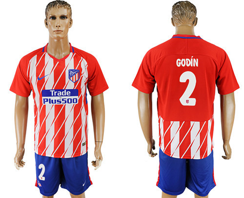 2017 18 Atletico Madrid 2 GODIN Home Soccer Jersey