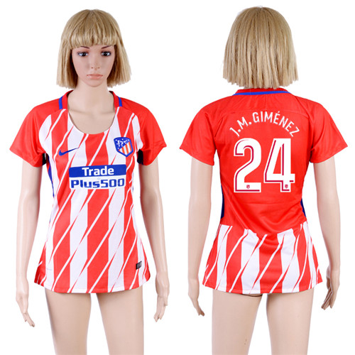 2017 18 Atletico Madrid 24 J.M.GIMENEZ Home Women Soccer Jersey