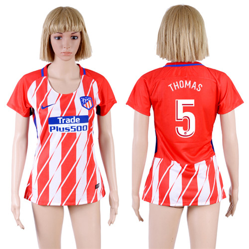 2017 18 Atletico Madrid 5 THOMAS Home Women Soccer Jersey