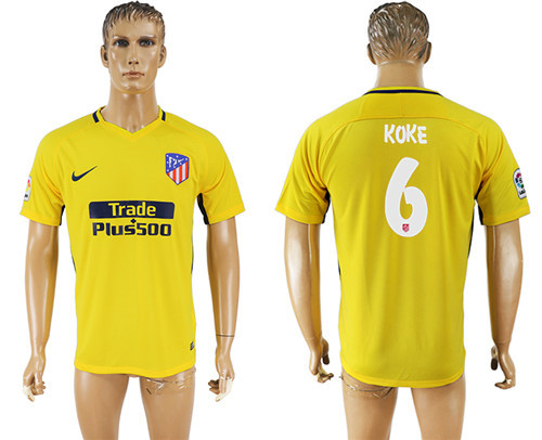 2017 18 Atletico Madrid 6 KOKE Away Thailand Soccer Jersey