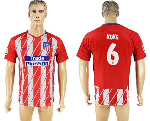 2017 18 Atletico Madrid 6 KOKE Home Thailand Soccer Jersey