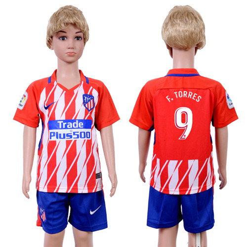2017 18 Atletico Madrid 9 F. TORRES Home Youth Soccer Jersey