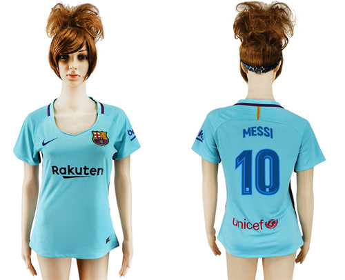 2017 18 Barcelona 10 MESSI Away Women Soccer Jersey