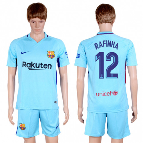 2017 18 Barcelona 12 RAFINHA Away Soccer Jersey