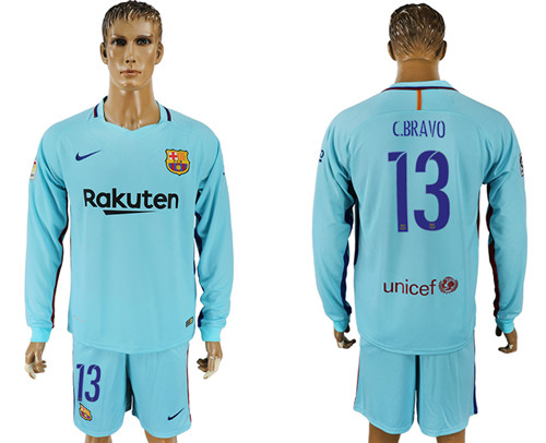 2017 18 Barcelona 13 CILLESSE Away Long Sleeve Soccer Jersey