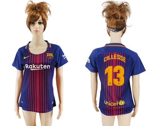 2017 18 Barcelona 13 CILLESSE Home Women Soccer Jersey