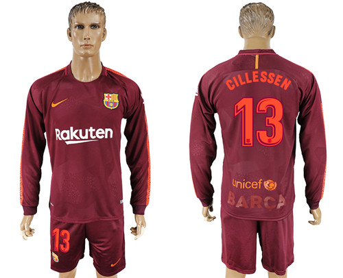 2017 18 Barcelona 13 CILLESSEN Away Long Sleeve Soccer Jersey