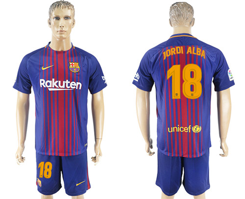 2017 18 Barcelona 18 JORDI ALBA Home Soccer Jersey