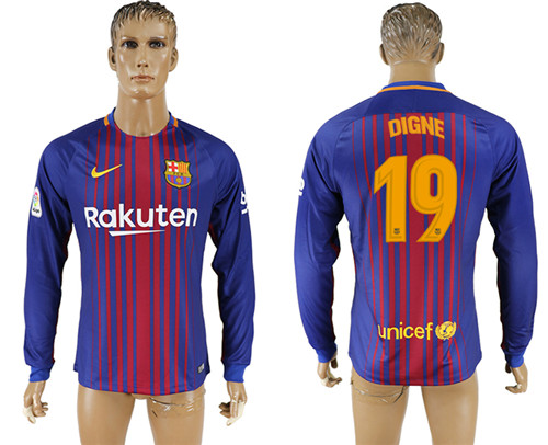 2017 18 Barcelona 19 DIGNE Home Long Sleeve Thailand Soccer Jersey