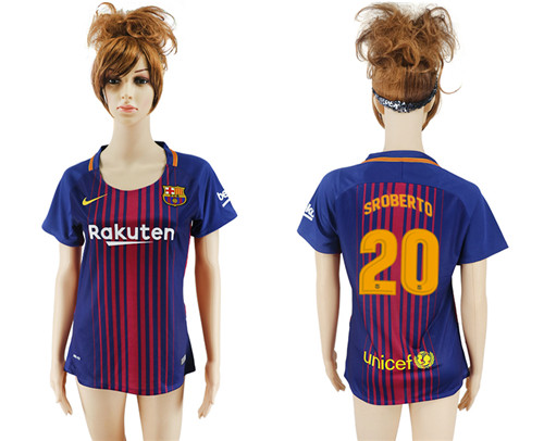 2017 18 Barcelona 20 SROBERTO Home Women Soccer Jersey