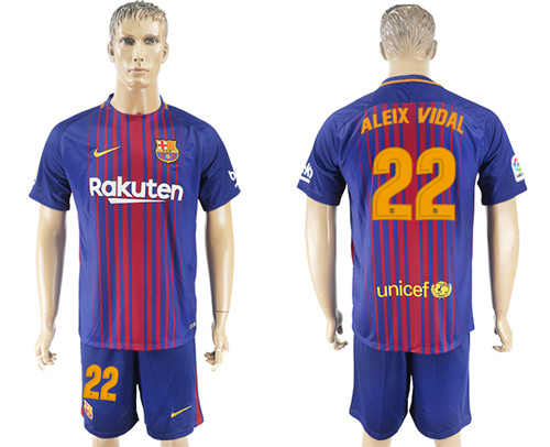 2017 18 Barcelona 22 ALEIX VIDAL Home Soccer Jersey