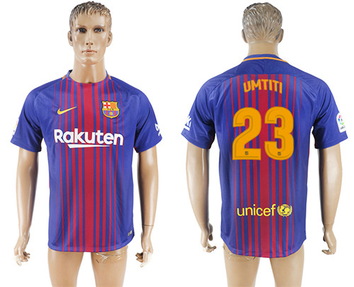 2017 18 Barcelona 23 UMTITI Home Thailand Soccer Jersey