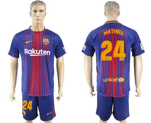 2017 18 Barcelona 24 MATHIEU Home Soccer Jersey