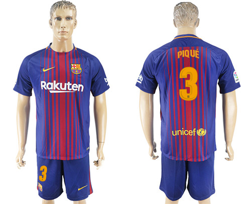 2017 18 Barcelona 3 PIQUE Home Soccer Jersey