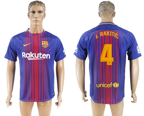 2017 18 Barcelona 4 I.RAKITIC Home Thailand Soccer Jersey