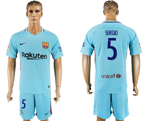 2017 18 Barcelona 5 SERGIO Away Soccer Jersey