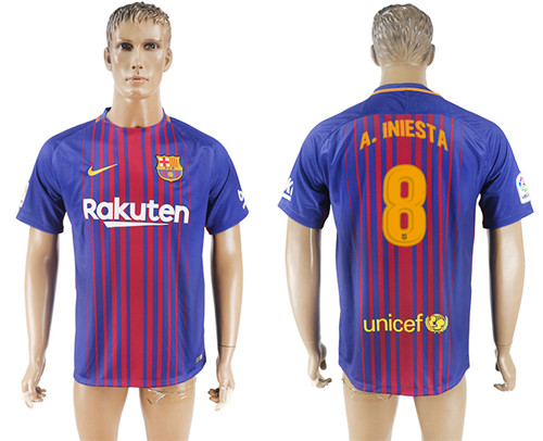 2017 18 Barcelona 8 A.INIESTA Home Thailand Soccer Jersey