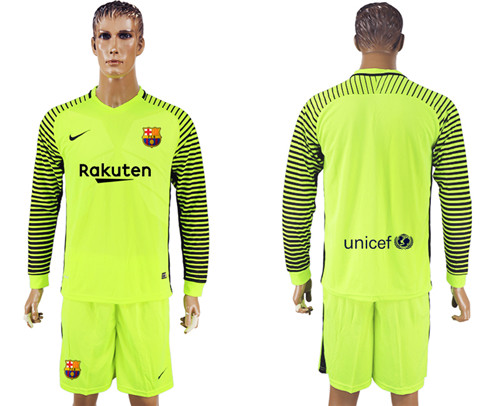 2017 18 Barcelona Goalkeeper Long Sleeve Soccer Jersey