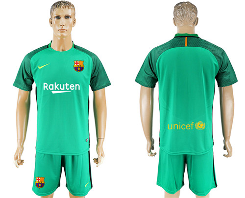 2017 18 Barcelona Green Goalkeeper Soccer Jersey