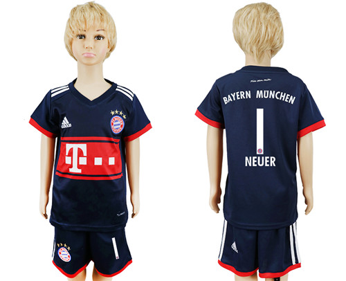 2017 18 Bayern Munich 1 NEUER Away Youth Soccer Jersey