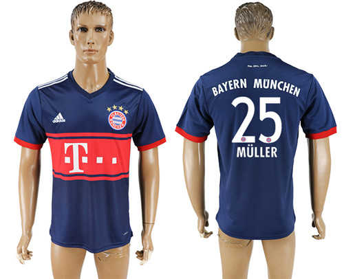 2017 18 Bayern Munich 25 MULLER Away Thailand Soccer Jersey