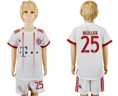 2017 18 Bayern Munich 25 MULLER Third Away Youth Soccer Jersey