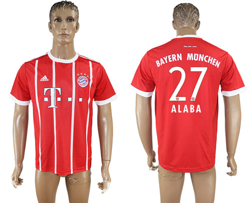 2017 18 Bayern Munich 27 ALABA Home Thailand Soccer Jersey