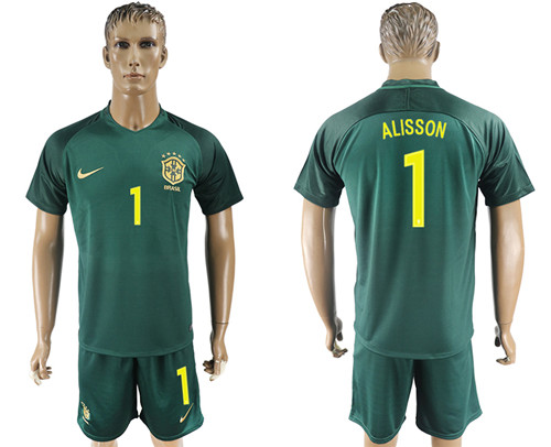 2017 18 Brazil 1 ALISSON Away Soccer Jersey