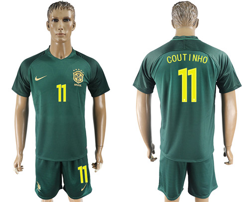 2017 18 Brazil 11 COUTINHO Away Soccer Jersey