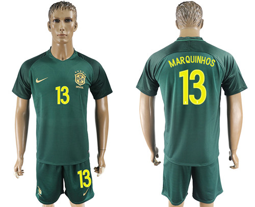 2017 18 Brazil 13 MARQUINHOS Away Soccer Jersey