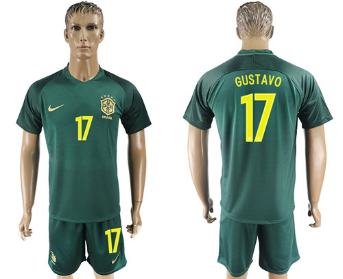 2017 18 Brazil 17 GUSTAVO Away Soccer Jersey