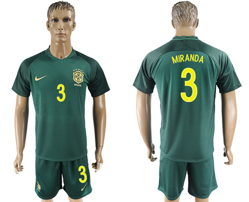 2017 18 Brazil 3 MIRANDA Away Soccer Jersey