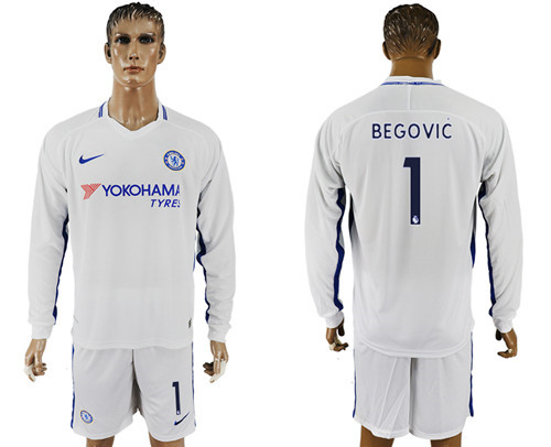 2017 18 Chelsea 1 BEGOVIC Away Long Sleeve Soccer Jersey