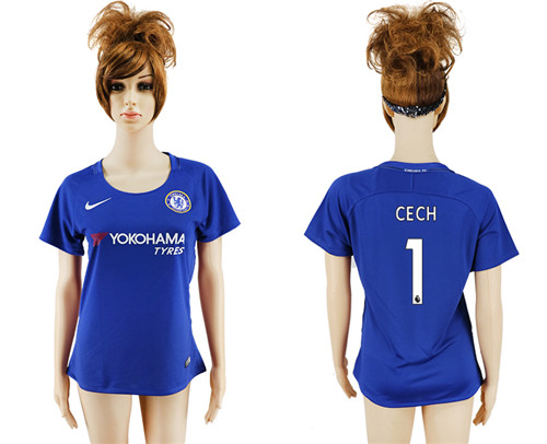 2017 18 Chelsea 1 CECH Home Women Soccer Jersey