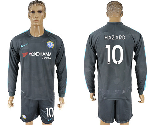 2017 18 Chelsea 10 HAZARD Third Away Long Sleeve Soccer Jersey