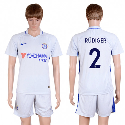 2017 18 Chelsea 2 RUDIGER Away Soccer Jersey