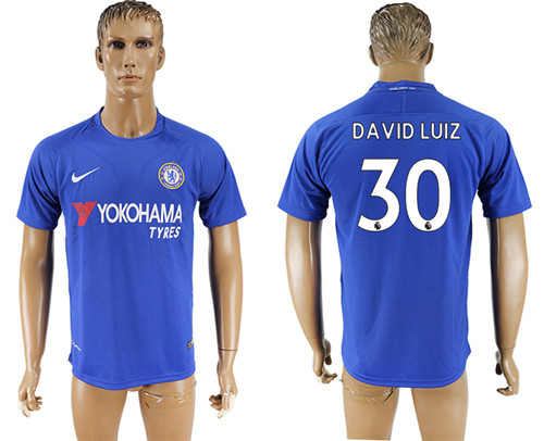 2017 18 Chelsea 30 DAVID LUIZ Home Thailand Soccer Jersey