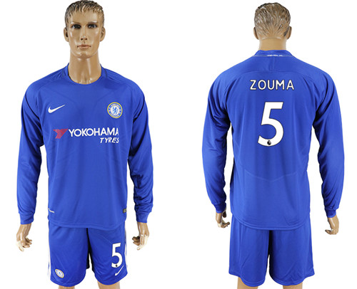 2017 18 Chelsea 5 ZOUMA Home Goalkeeper Long Sleeve Soccer Jersey