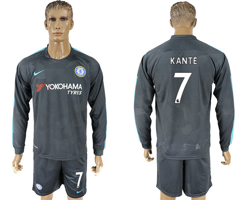 2017 18 Chelsea 7 KANTE Third Away Long Sleeve Soccer Jersey