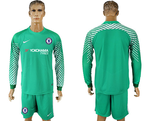 2017 18 Chelsea Green Long Sleeve Goalkeeper Soccer Jersey