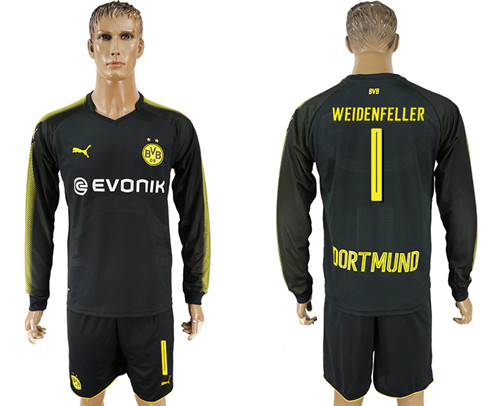 2017 18 Dortmund 1 WEIDENFELLER Away Long Sleeve Soccer Jersey