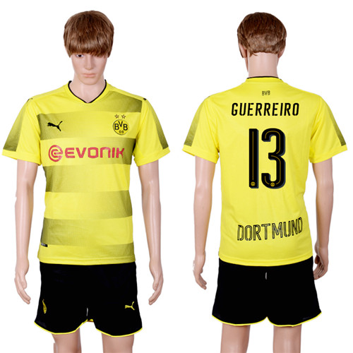 2017 18 Dortmund 13 GUERREIRO Home Soccer Jersey