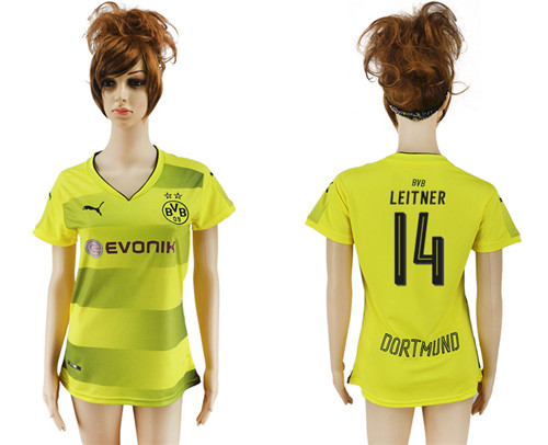 2017 18 Dortmund 14 LEITNER Home Women Soccer Jersey