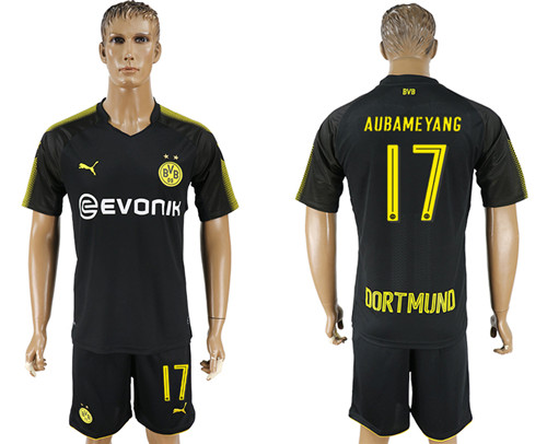 2017 18 Dortmund 17 AUBAMEYANG Away Soccer Jersey