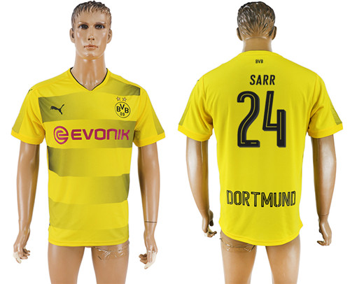 2017 18 Dortmund 24 SARR Home Thailand Soccer Jersey