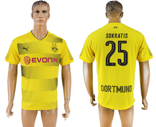 2017 18 Dortmund 25 SOKRATIS Home Thailand Soccer Jersey