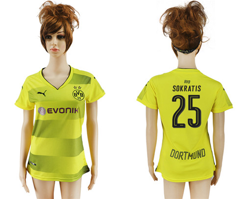 2017 18 Dortmund 25 SOKRATIS Home Women Soccer Jersey