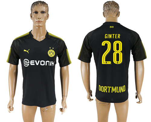 2017 18 Dortmund 28 GINTER Away Thailand Soccer Jersey