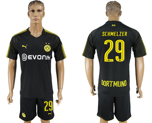 2017 18 Dortmund 29 SCHMELZER Away Soccer Jersey