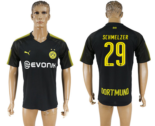 2017 18 Dortmund 29 SCHMELZER Away Thailand Soccer Jersey